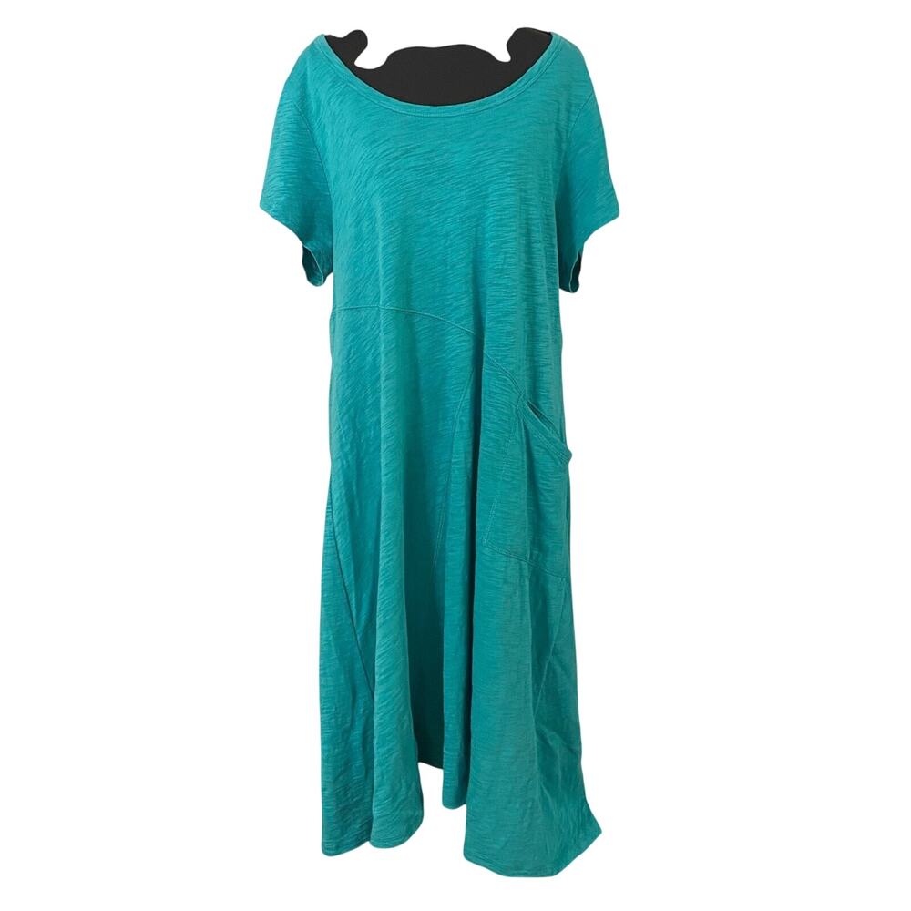 Habitat Clothes to Live In Turquoise Cotton Lagenlook Midi Dress Large Coastal